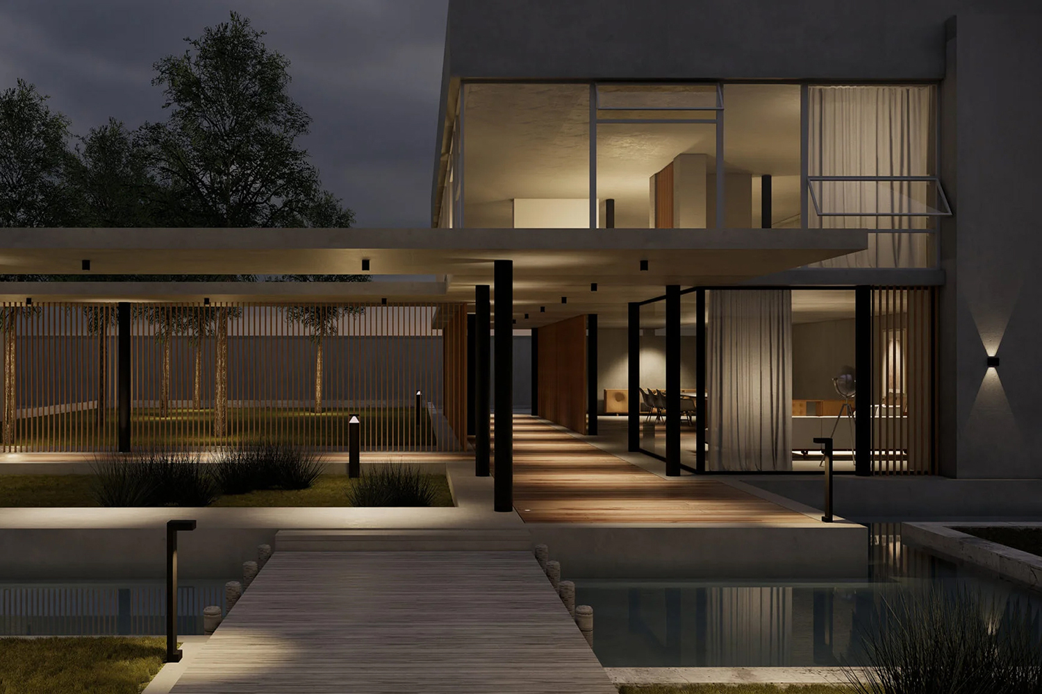 Utebelysning på et hus fra Neko lighting.