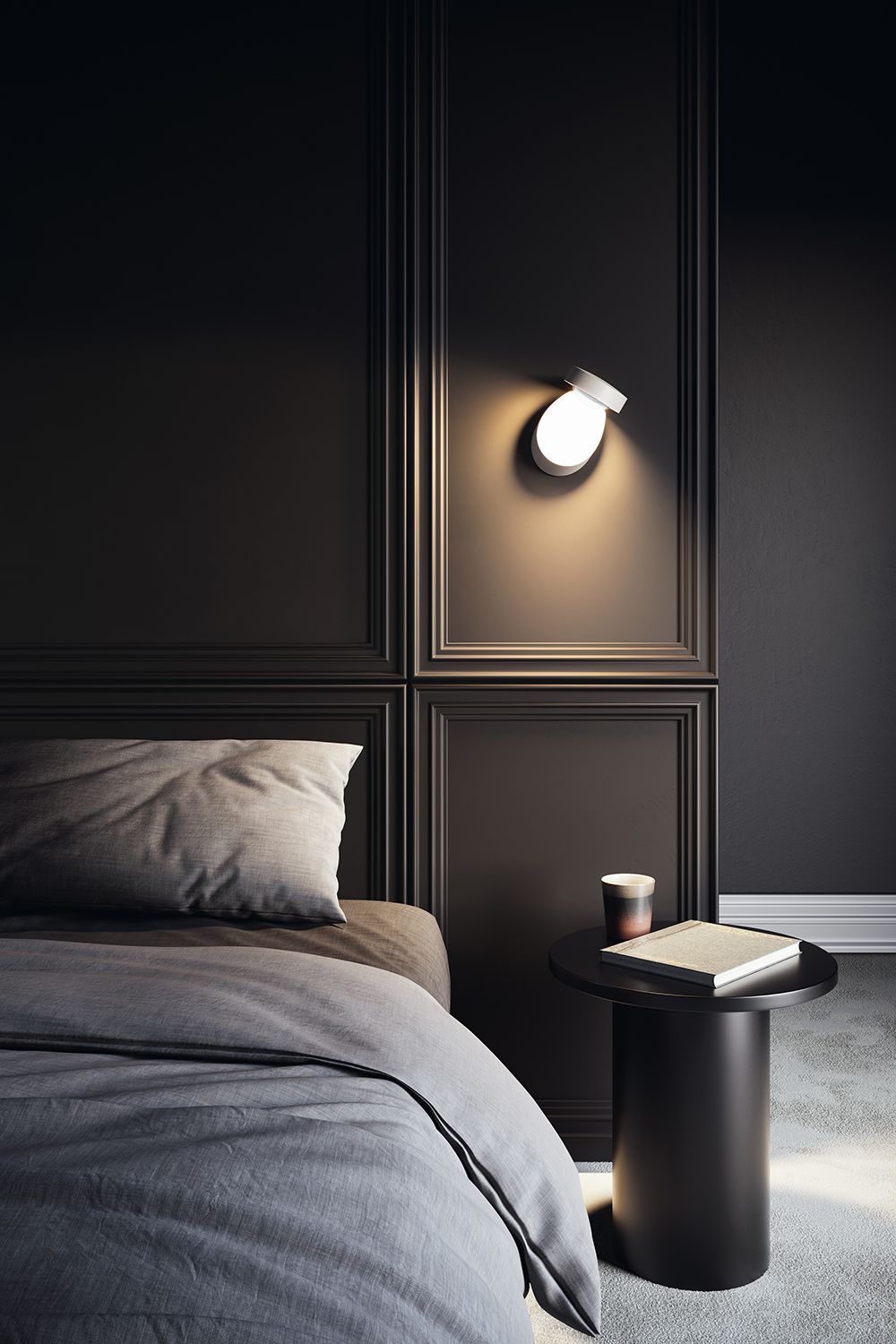 Pin-Up vegglampe over en seng.