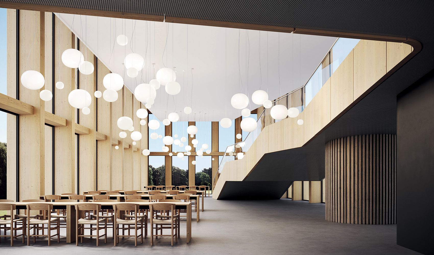 Flere Volum pendler fra Lodes i en aula.