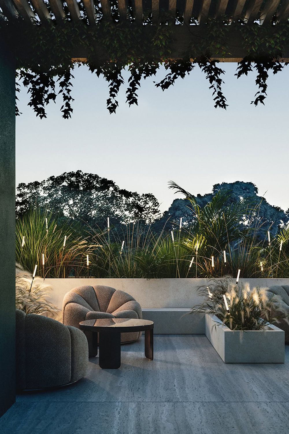 Reed utelampe fra Lodes ute i et miljø.