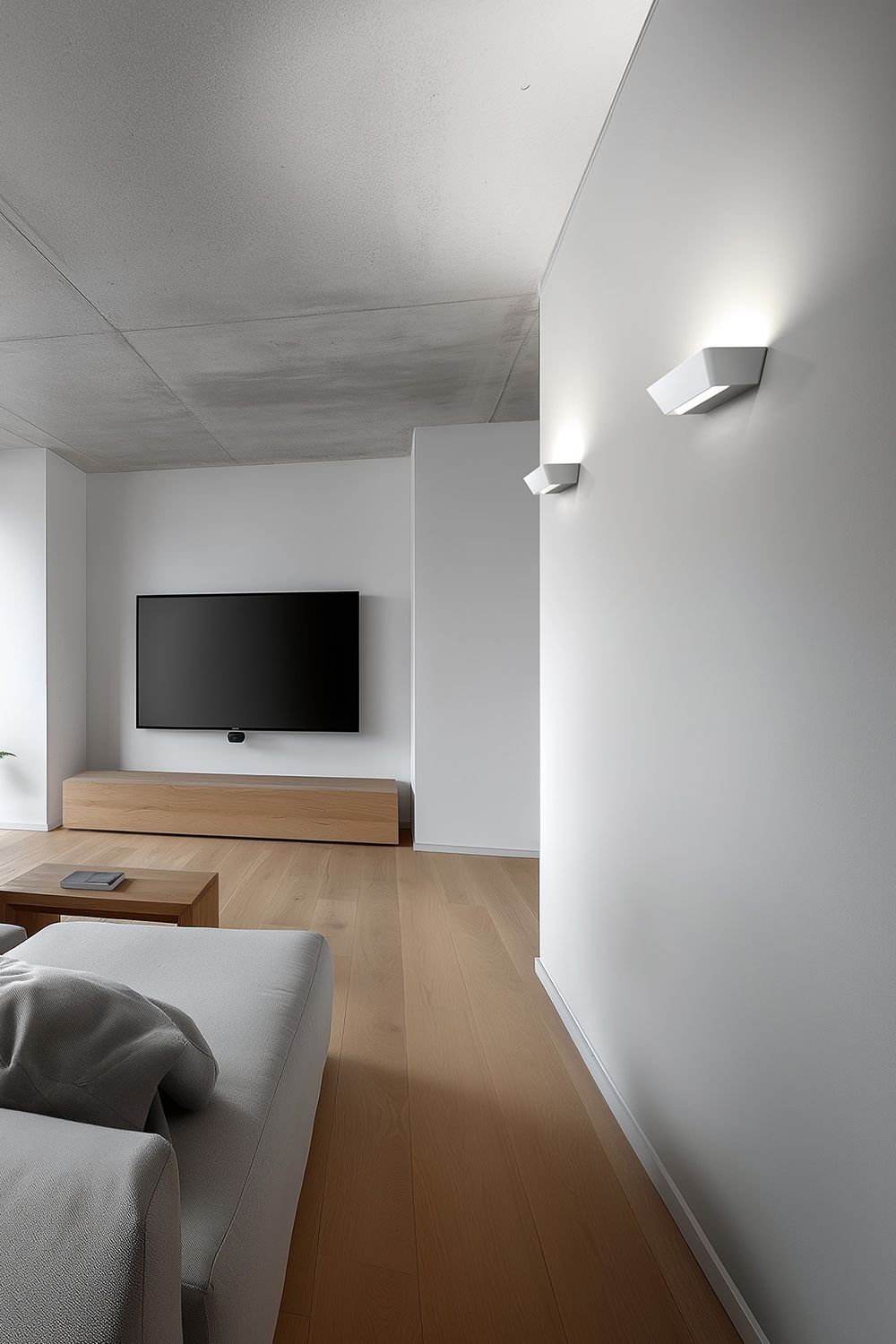 To hvite Hype vegglamper på en vegg