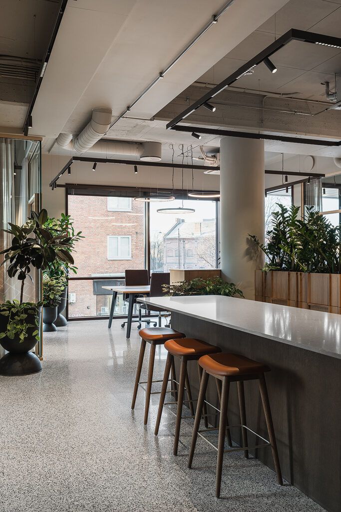 Belysning hos Bjerke Eiendom sine kontorer.