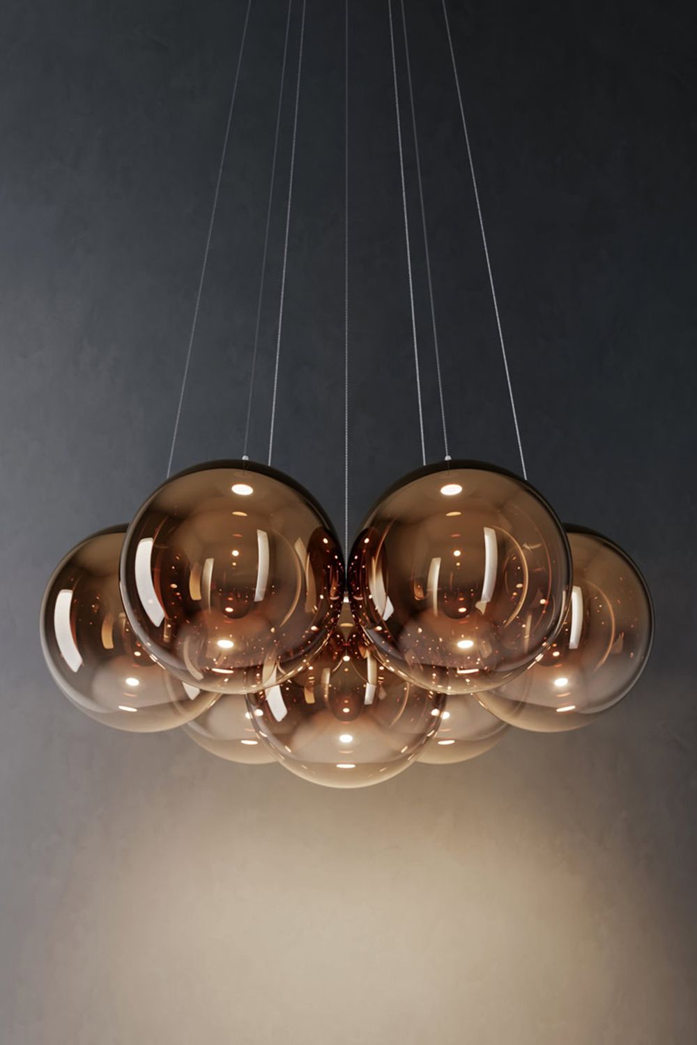 Random pendel med Mandarin Orange farget glass.