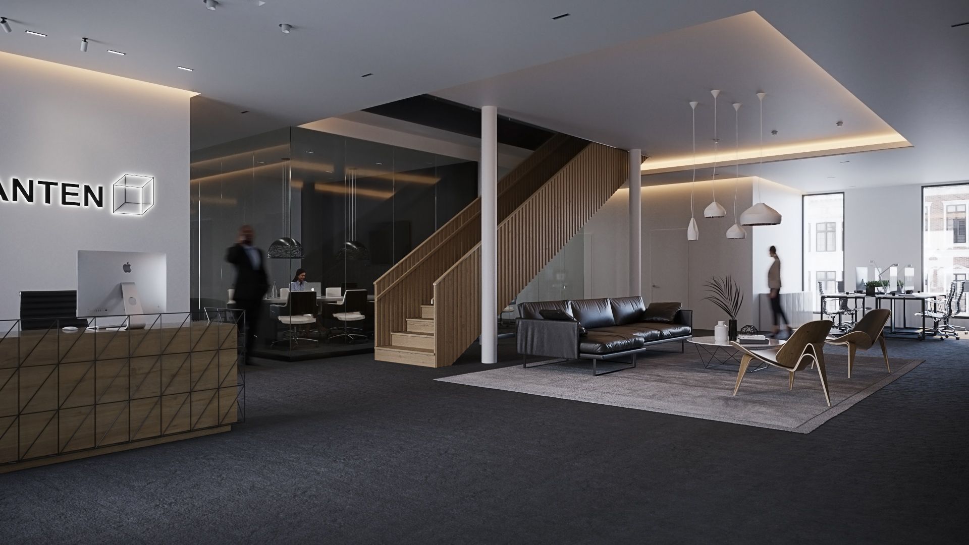 1 Lysdesign basert på belysningsplan av Firkanten kontorer i Bodø