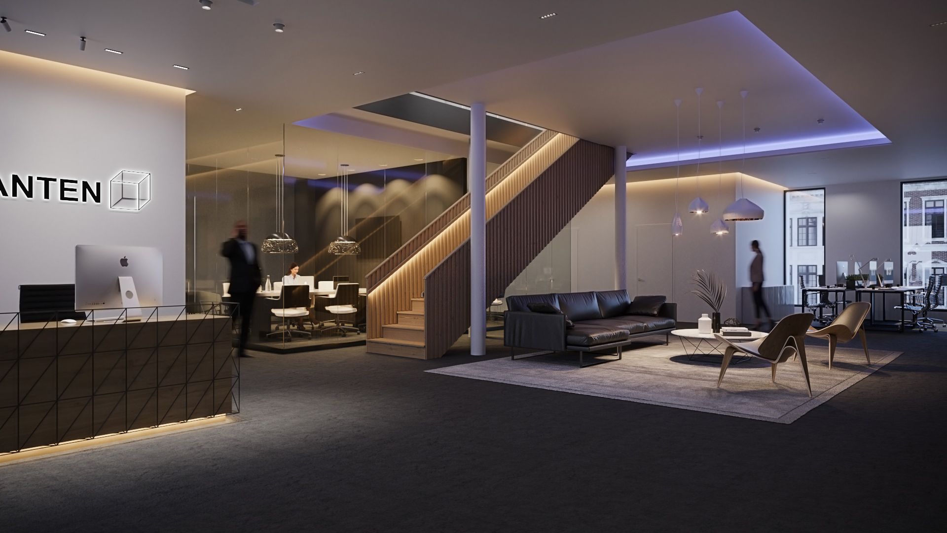 10 Lysdesign basert på belysningsplan av Firkanten kontorer i Bodø