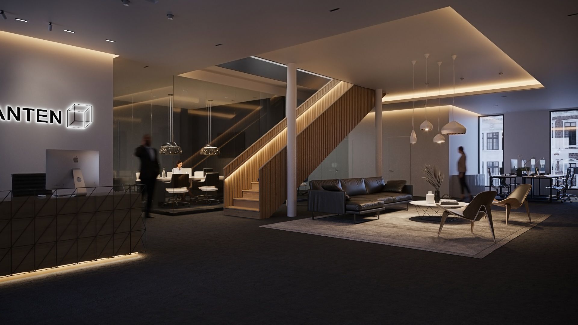 5 Lysdesign basert på belysningsplan av Firkanten kontorer i Bodø
