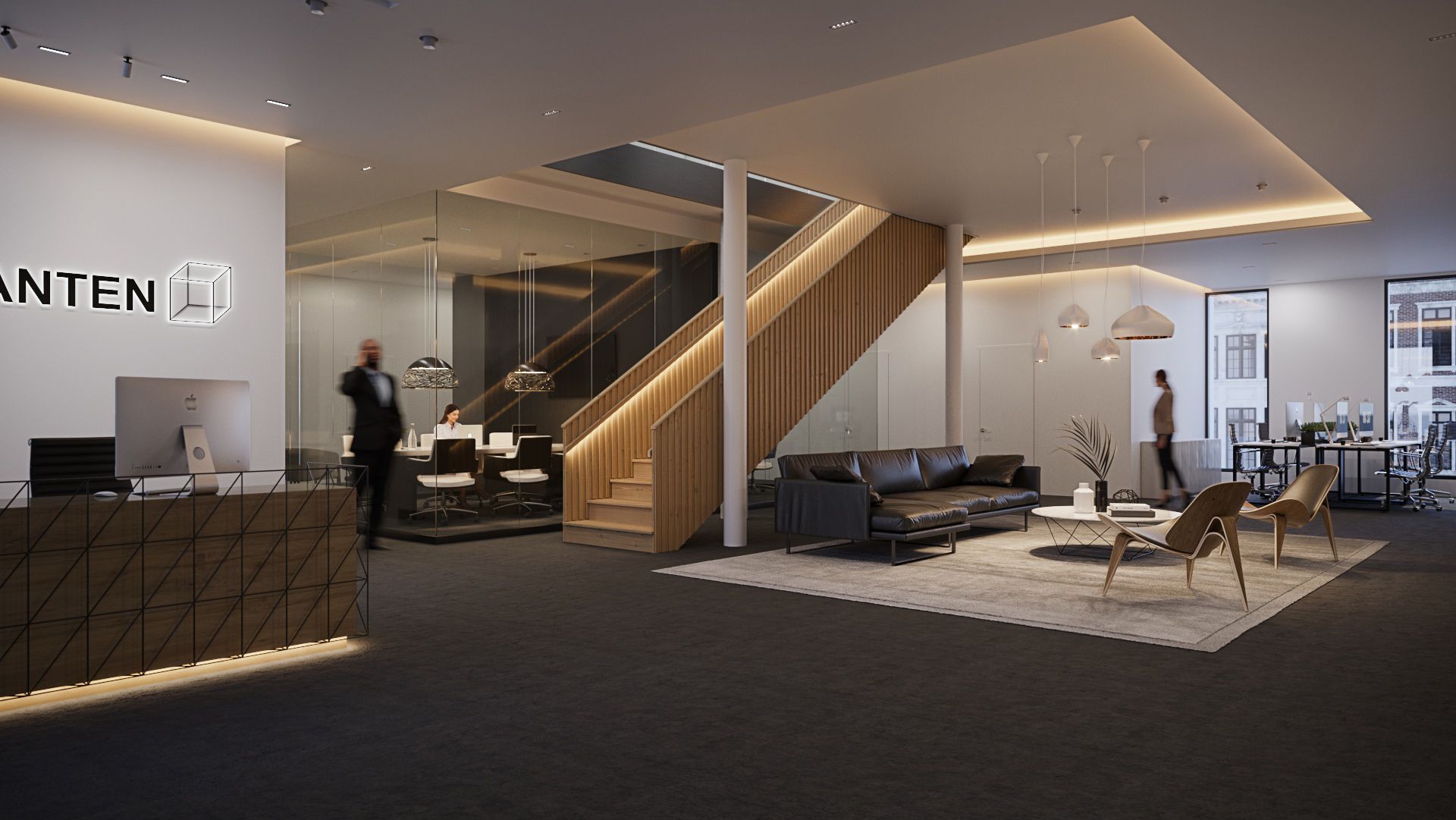6 Lysdesign basert på belysningsplan av Firkanten kontorer i Bodø