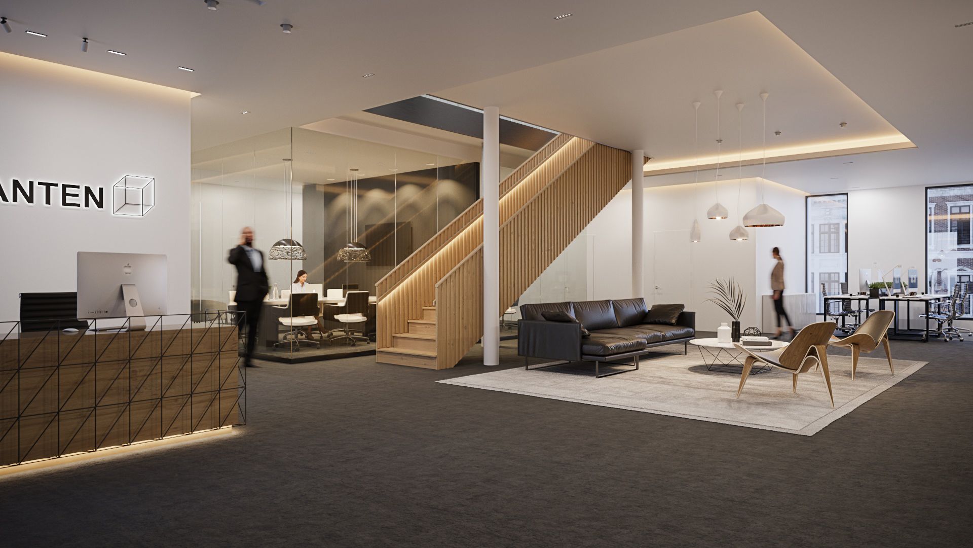 8 Lysdesign basert på belysningsplan av Firkanten kontorer i Bodø